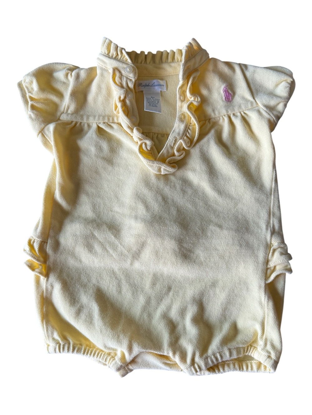 Ralph Lauren Butter Yellow Ruffled Baby Romper